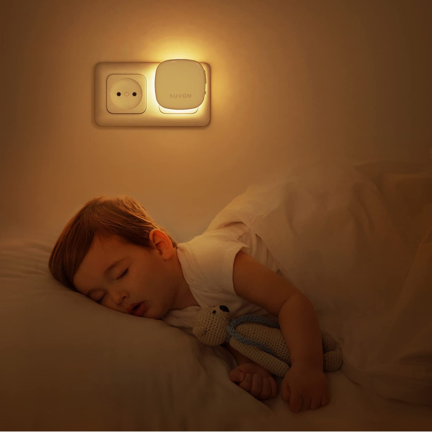 AUVON LED Night Light Set of 2 (Warm White): Motion Sensor & Twilight Sensor