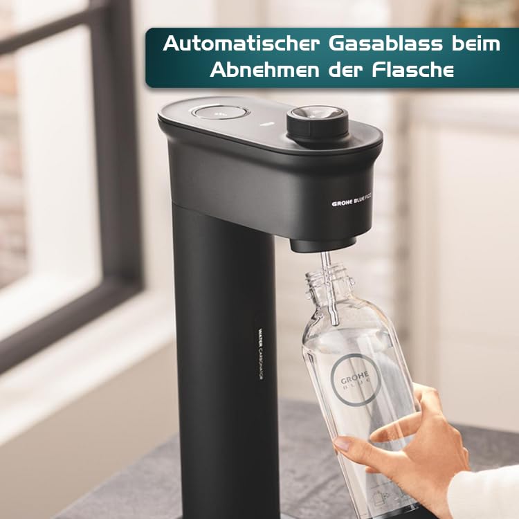 Grohe 'Blue Fizz Advanced' water carbonator set with CO2 level indicator and cleaning powder