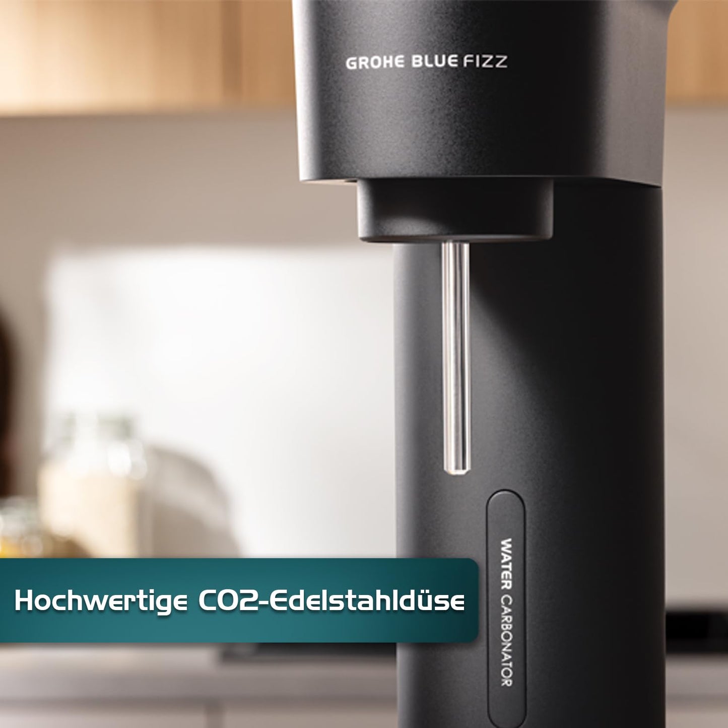 Grohe 'Blue Fizz Advanced' water carbonator set with CO2 level indicator and cleaning powder