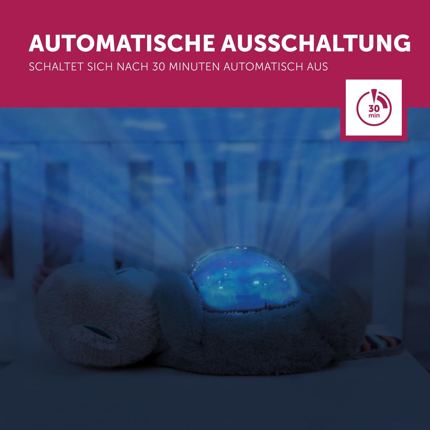 Otto der Otter LED-Nachtlichtprojektor mit Batterien: Ozean, bewegliche Fische, Wellen