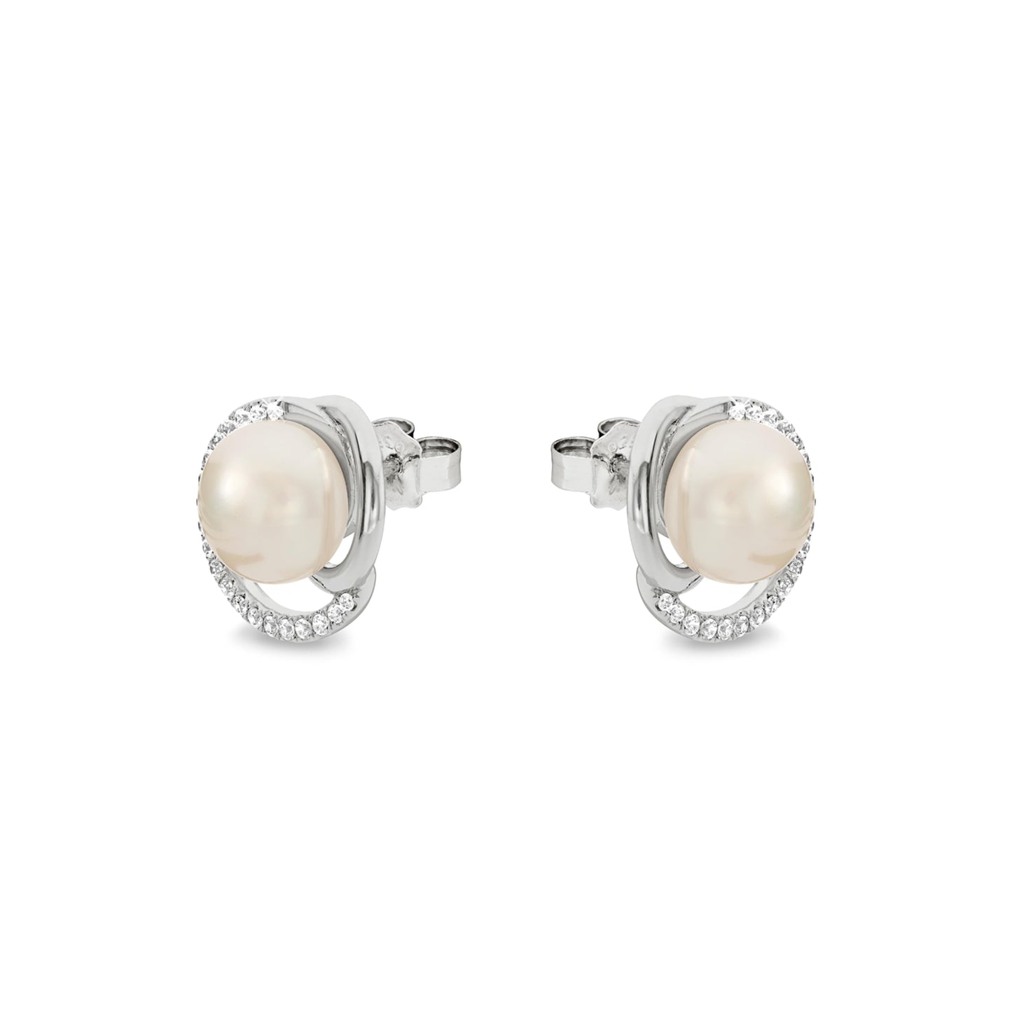 JOOP! Freshwater cultured pearl women's earrings with synthetic zirconia, including gift box
