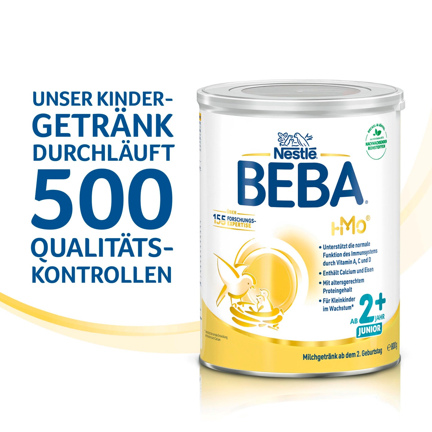 BEBA Junior 2+ milk drink (3 x 800g) from the 2nd birthday: baby food with HMO 2'-FL