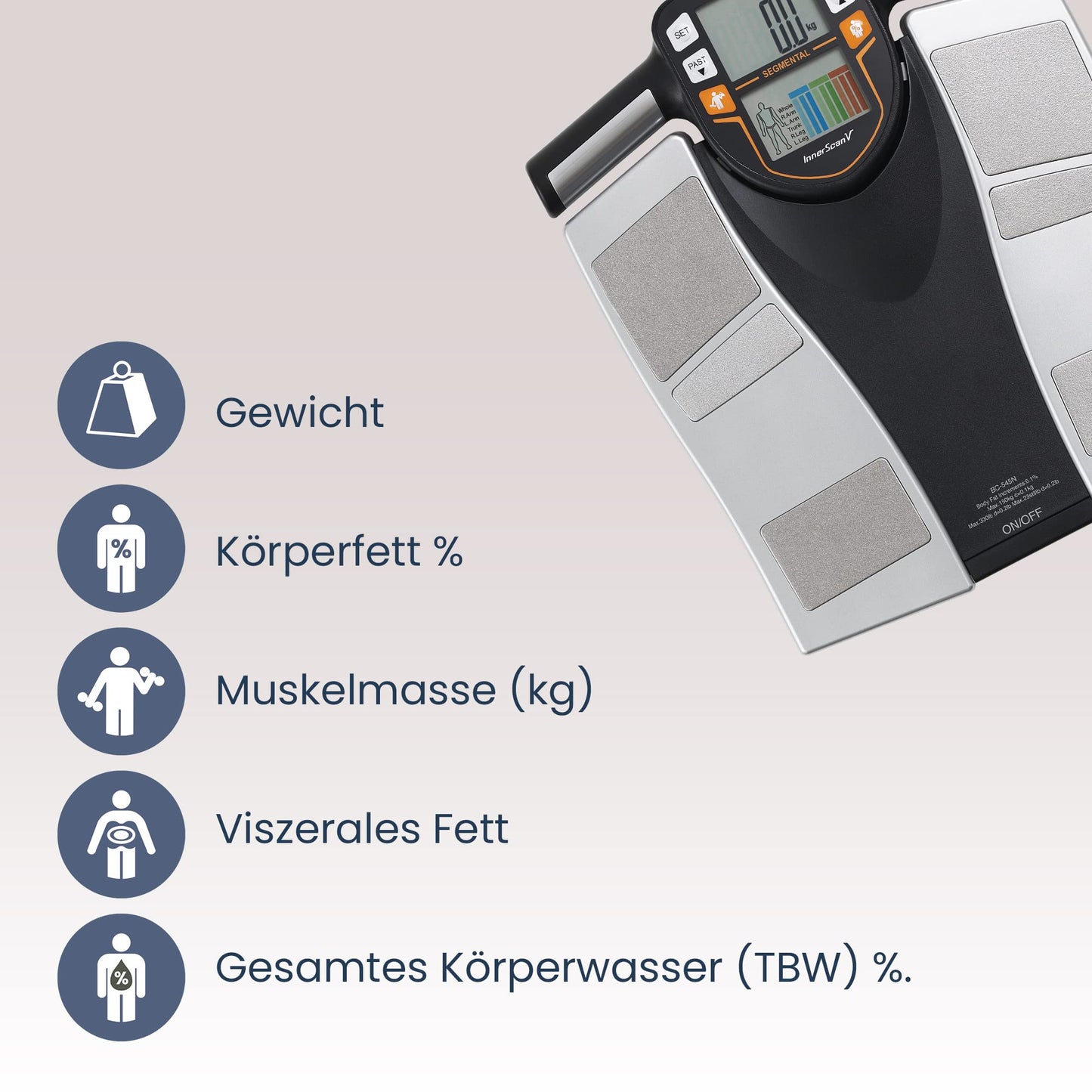 TANITA (BC-545N ) Segment Body Composition Scale: On-Screen Measurements