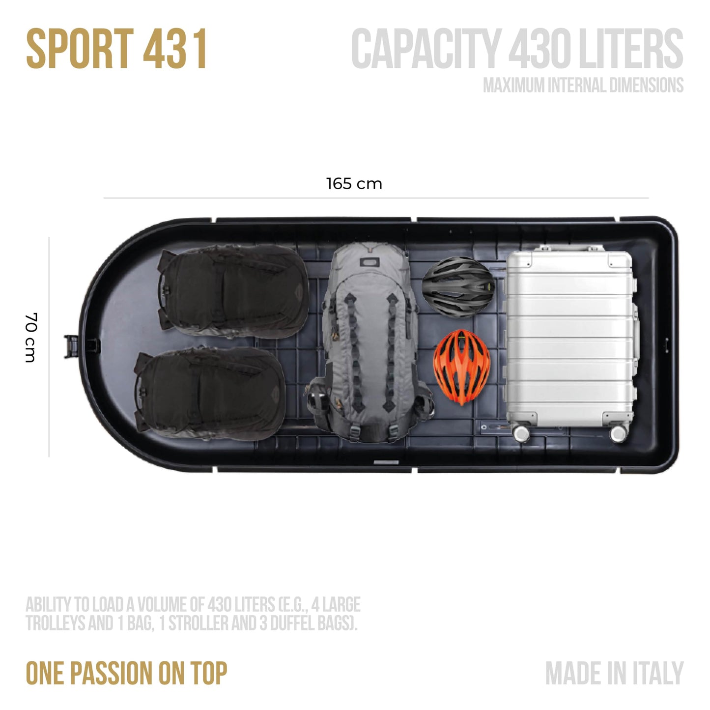 CAM Universal Tetrax roof box (430L) with security lock