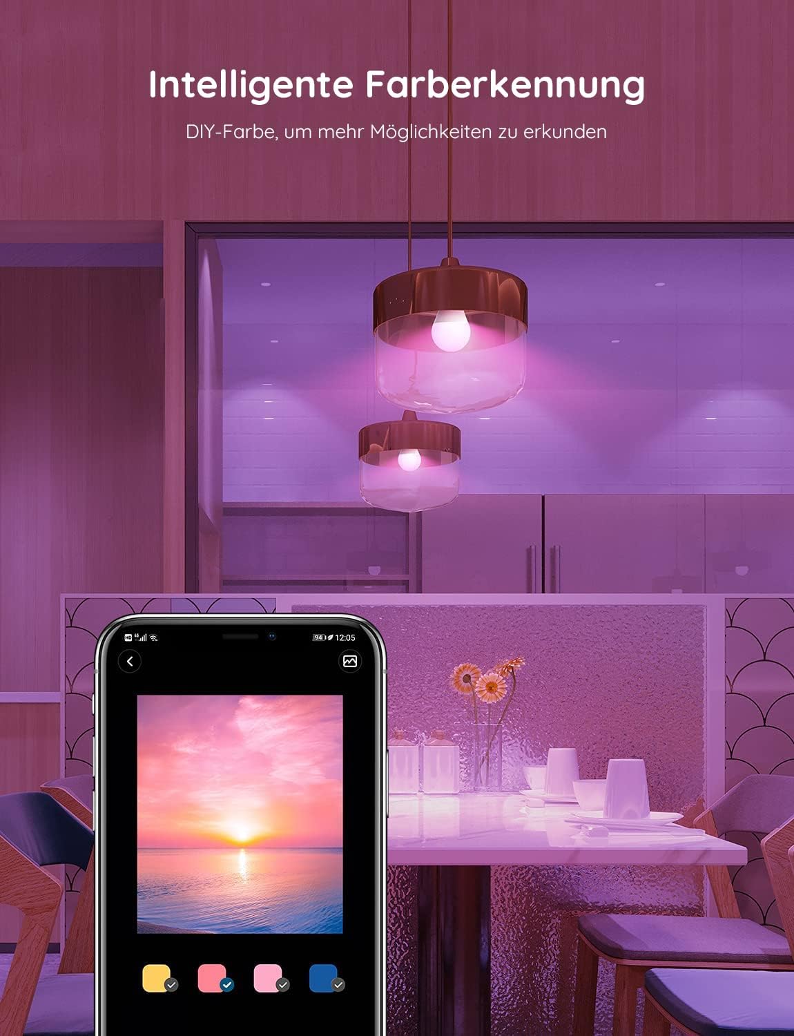 Govee Smart LED Bulb E27 with Wi-Fi: Dimmable, Voice Control (2 Pack)