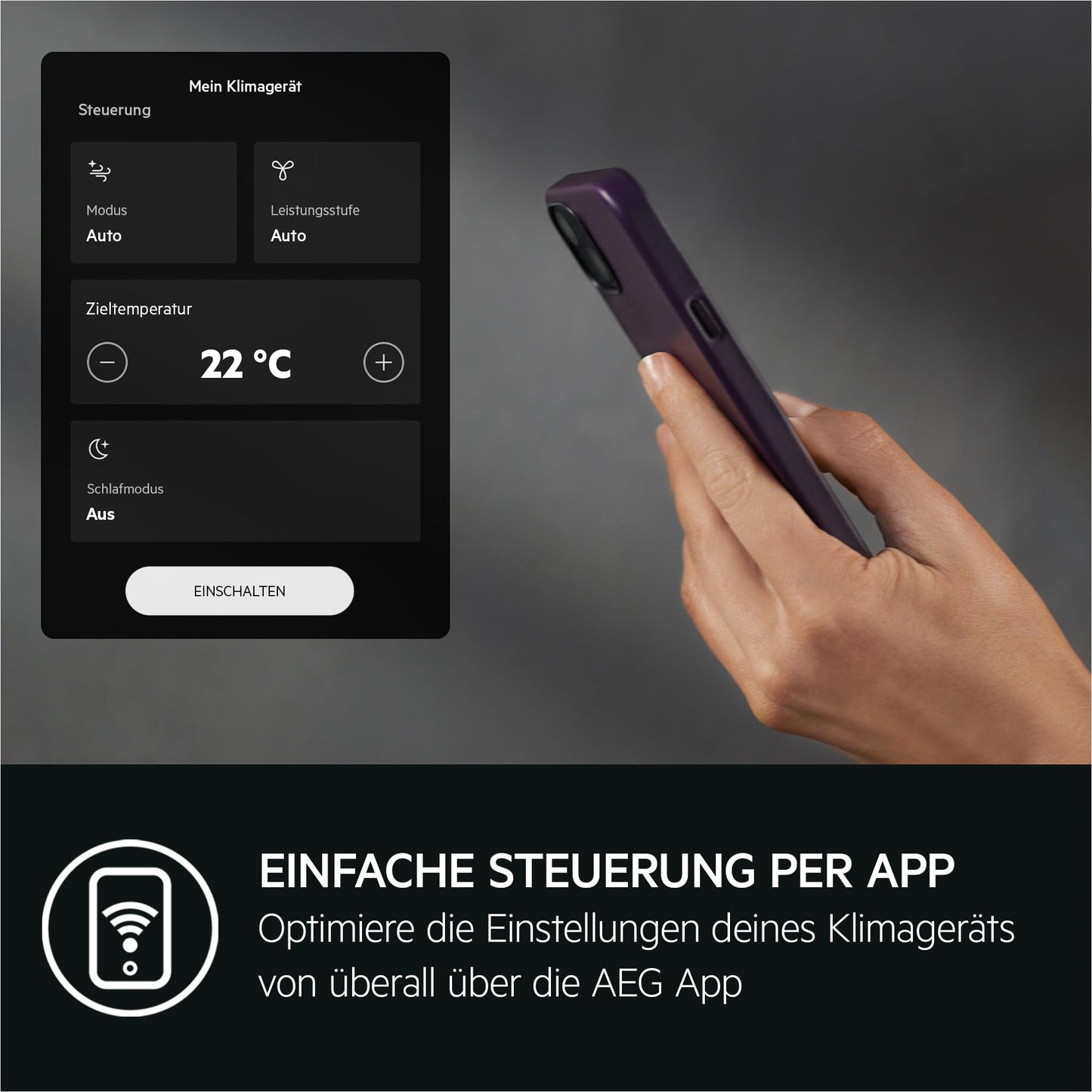 AEG Comfort 6000 Mobile Air Conditioner (AXP26U339CW): LED display, touch operation, app control