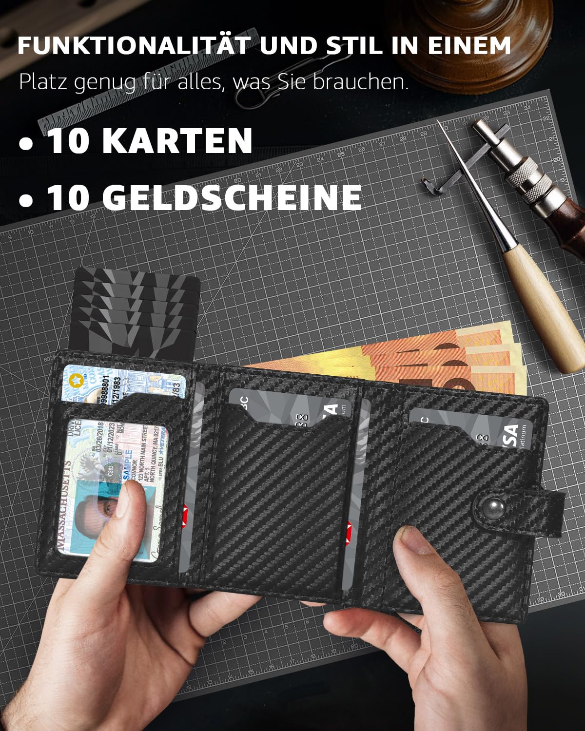 Slim wallet for men with coin pocket & RFID protection: credit card holder