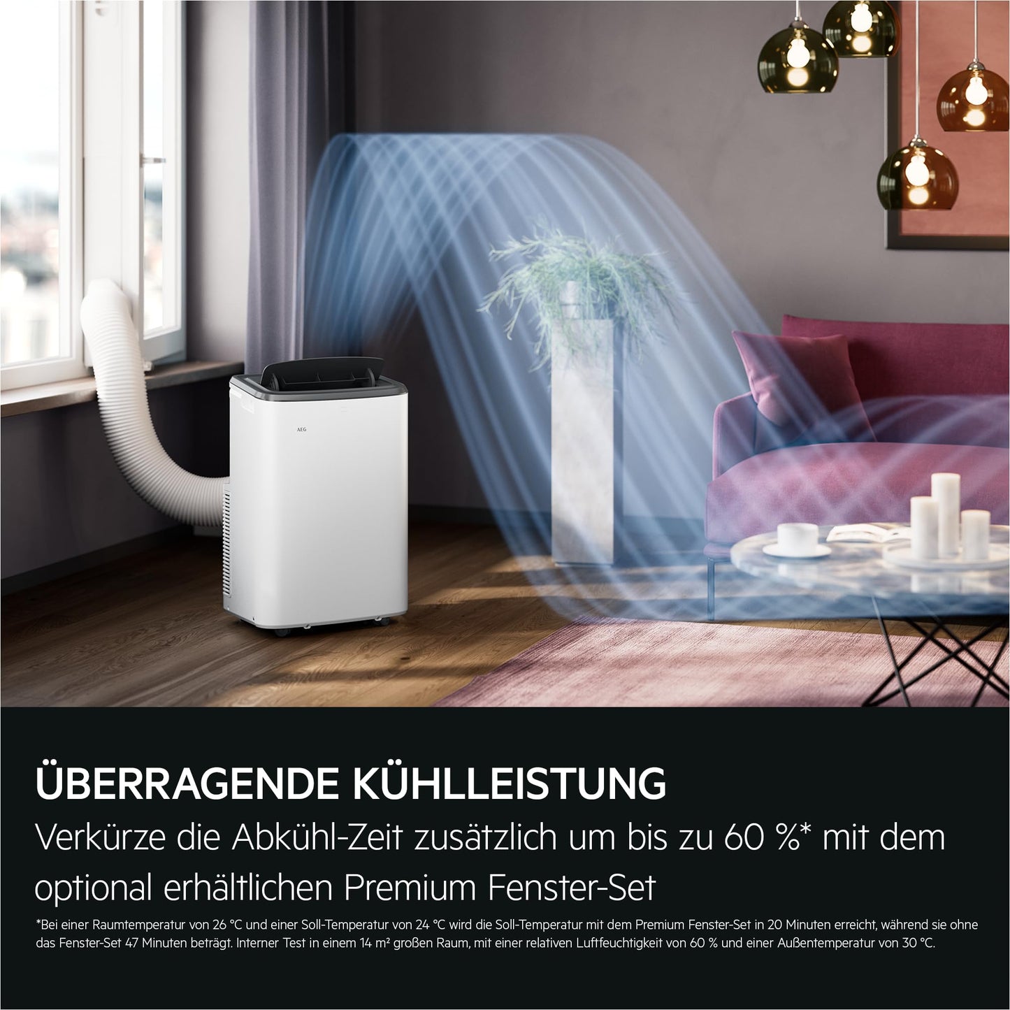 AEG Comfort 6000 Mobile Air Conditioner (AXP26U339CW): LED display, touch operation, app control