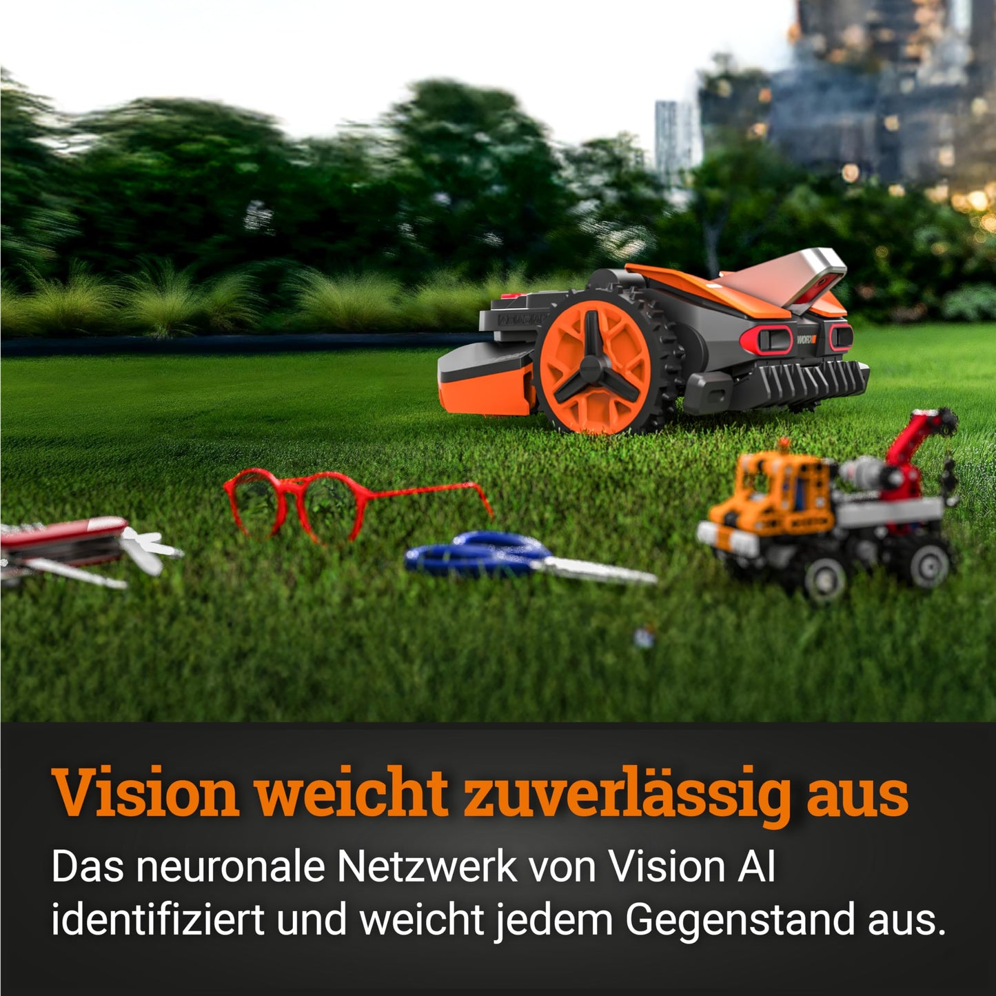 WORX Landroid Vision M600 AI robotic lawnmower (WR206E.1) for gardens up to 600m²: Wi-Fi & Bluetooth, hedgehog protection