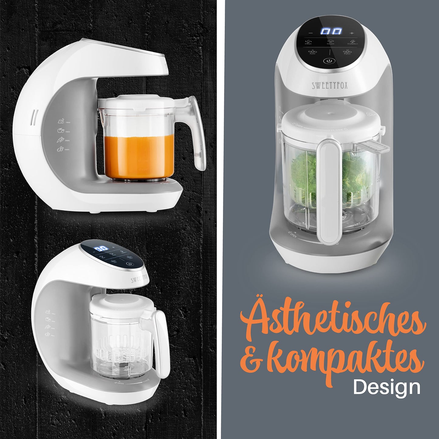 SWEETY FOX: 7-in-1 multifunctional baby food maker with automatic cleaning function