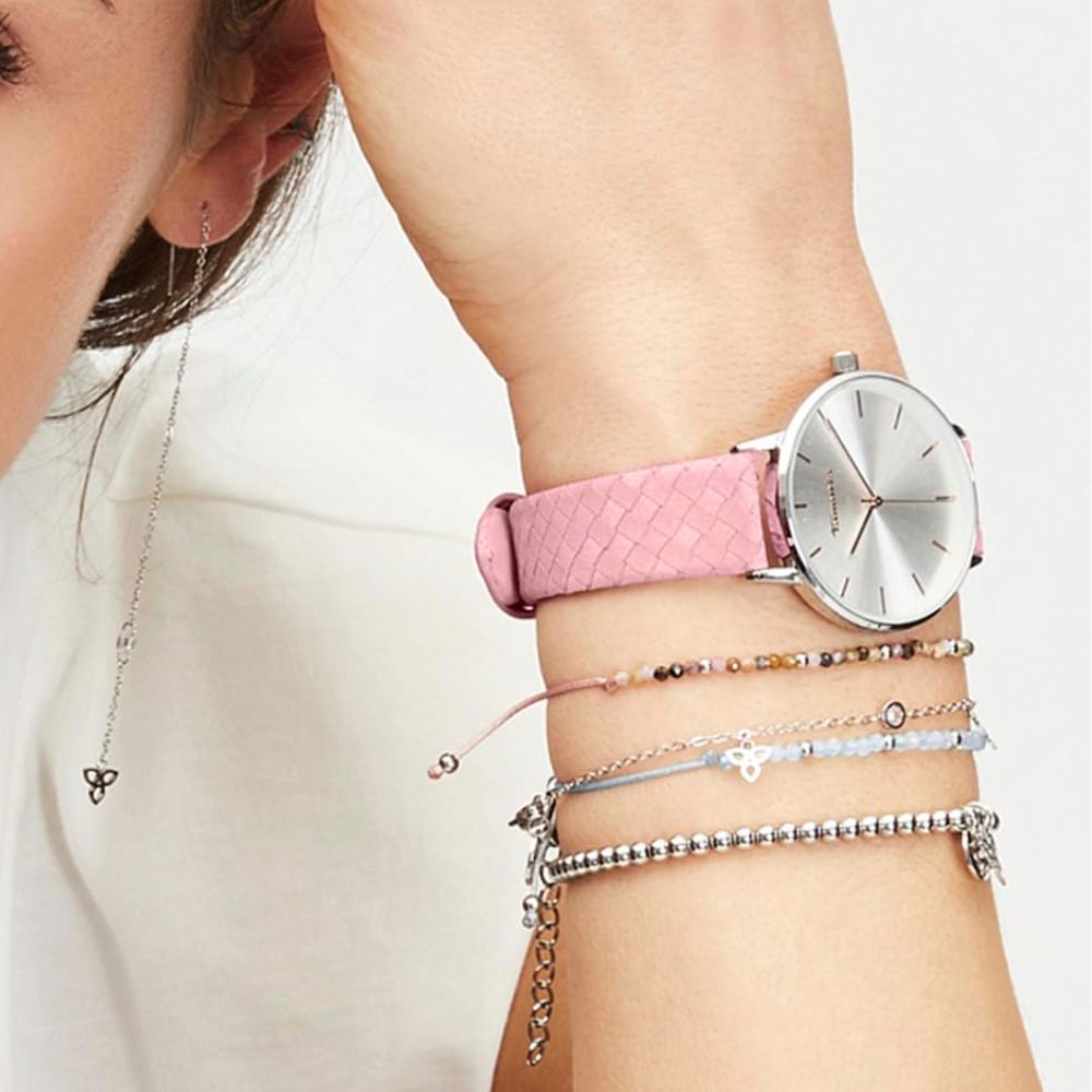 Tamaris women's bracelet made of aquamarine gemstones and stainless steel beads