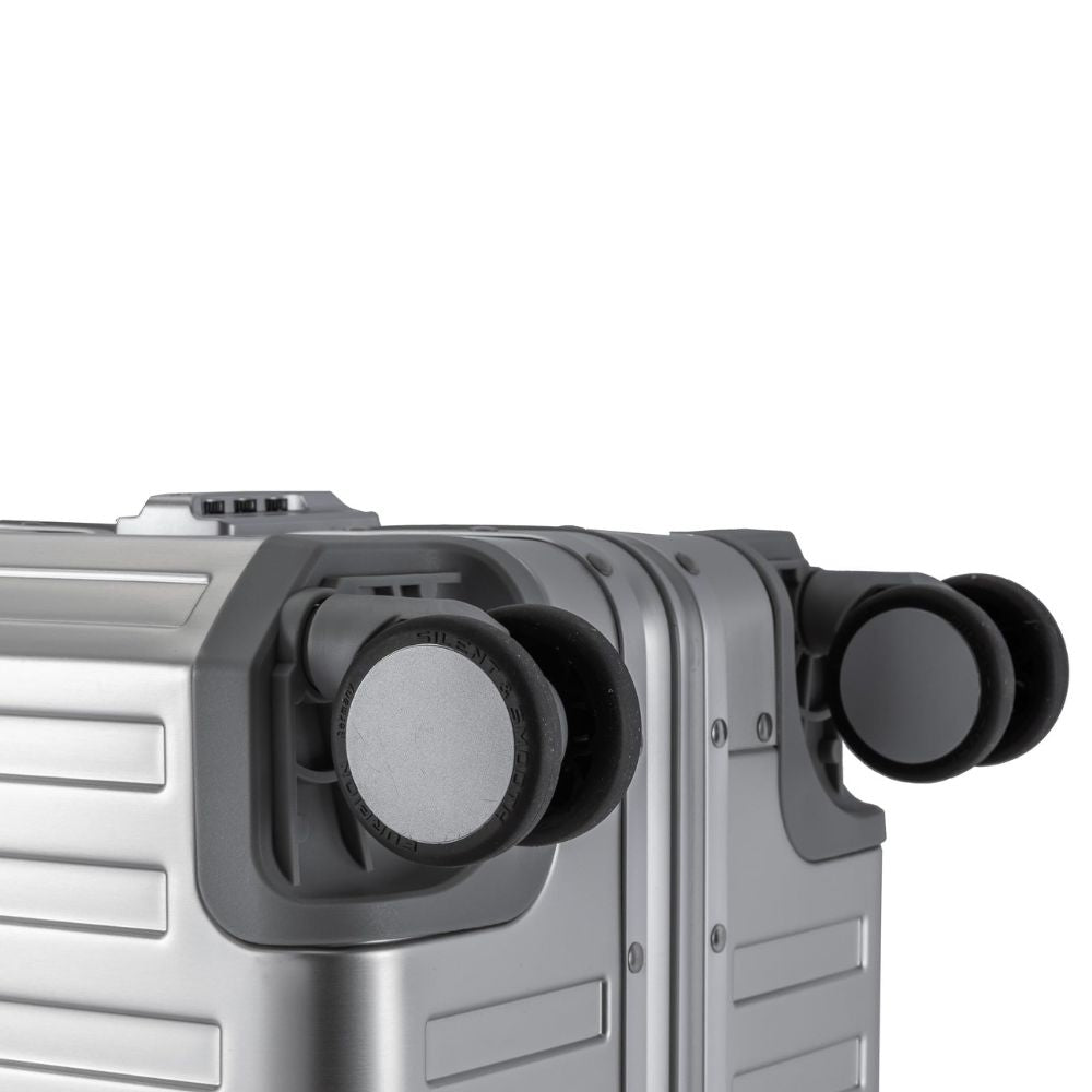 TRAVELHOUSE 'Tokyo' Hartschalen-Aluminium Reisekoffer (XL-78cm) : 2x TSA-Zahlenschloss | Silber