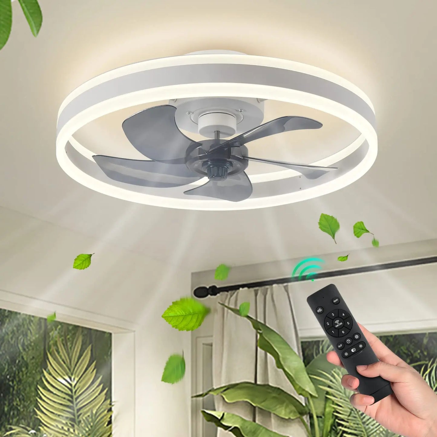 LED Deckenventilator mit DC Motor | Dimmbar mit Fernbedienung, 6-Geschwindigkeiten (50cm) 1