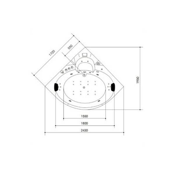 PureHaven whirlpool with waterfall, heater, light therapy, sound system, Bluetooth