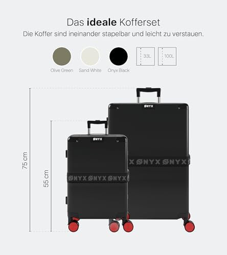 ONYX hard-shell travel suitcase set (2 pieces) with aluminum closures, TSA lock, 360° wheels 