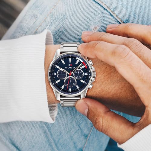 Tommy Hilfiger (1791788) multi-dial quartz watch for men with silver stainless steel bracelet