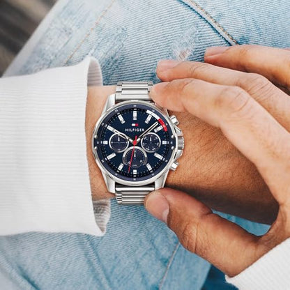 Tommy Hilfiger (1791788) multi-dial quartz watch for men with silver stainless steel bracelet