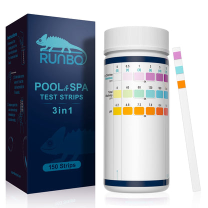 RUNBO 3-in-1 Pool-Teststreifen für Spa (150 Stäbchen Teststreifen): Wassertest-Set