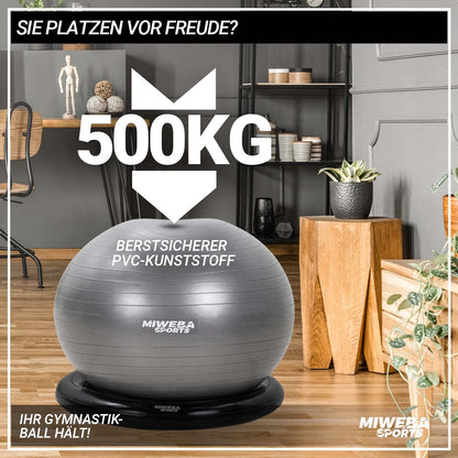 Miweba Sports PVC exercise ball set: 500kg load capacity, 65cm | Seat trainer - fitness ball chair