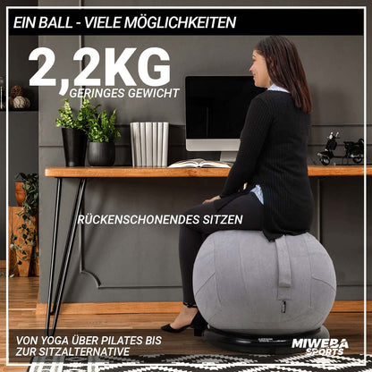 Miweba Sports PVC exercise ball set: 500kg load capacity, 65cm | Seat trainer - fitness ball chair
