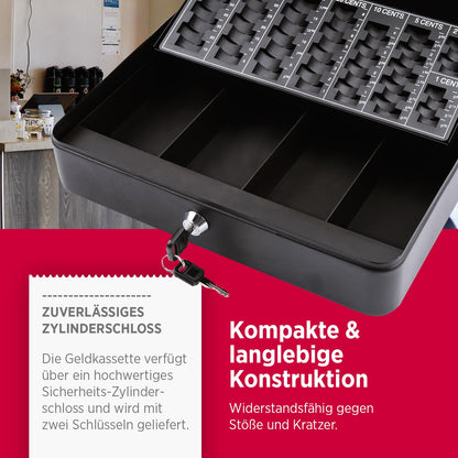 Olympia (6031 CB 770 Plus) cashbox: Lockable with key &amp; coin counting board including counterfeit detector