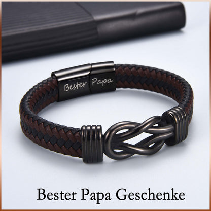 BONUS PAPA Lederarmband mit Gravur für Vater-Geschenke zum Vatertag, Geburtstag