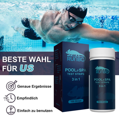 RUNBO 3-in-1 Pool-Teststreifen für Spa (150 Stäbchen Teststreifen): Wassertest-Set