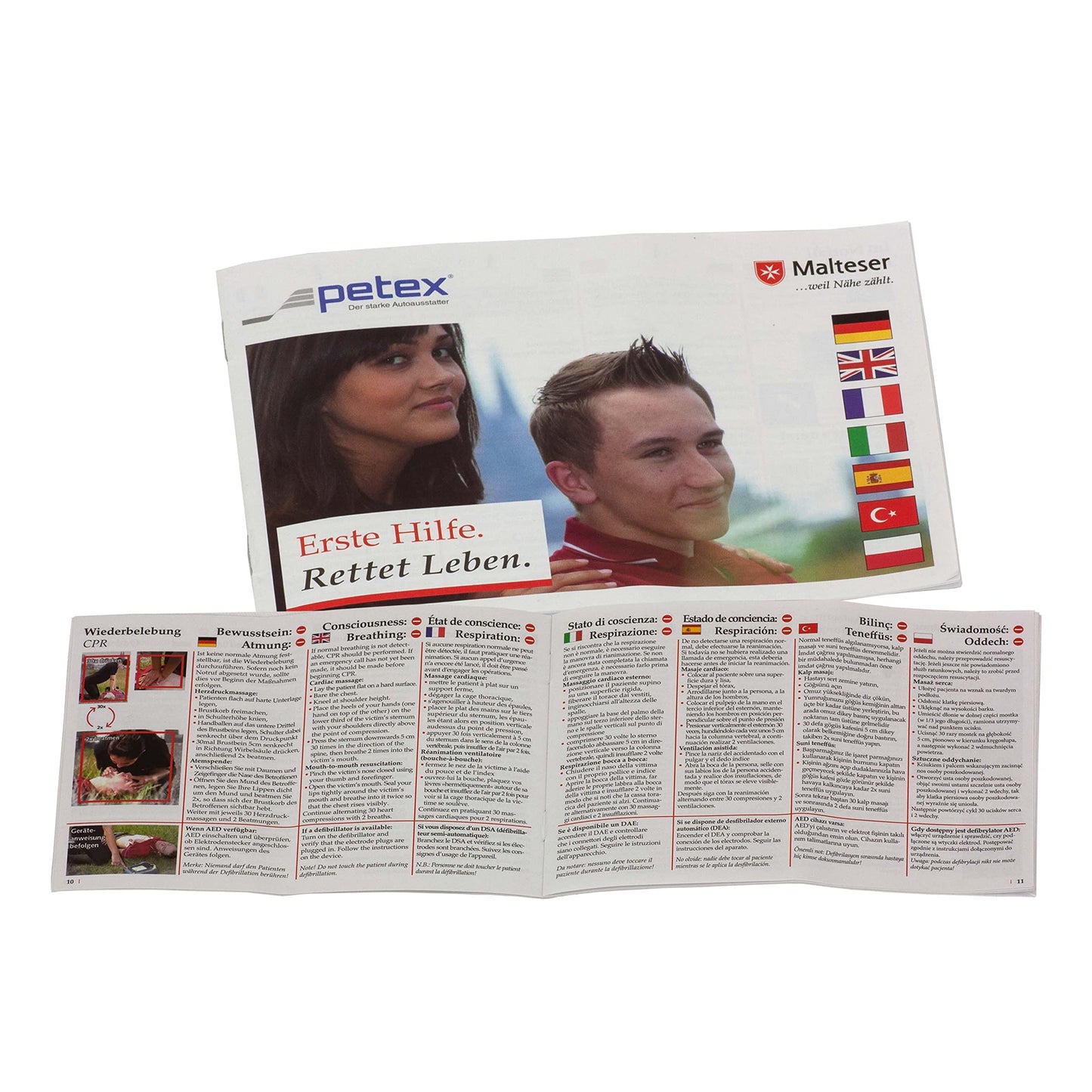 PETEX first aid kit made of nylon fabric: Contents according to DIN 13164 in red
