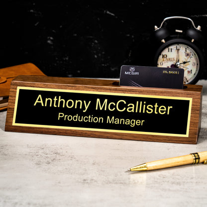 Desk Business Name Plate with Card Holder: Personalized Gift