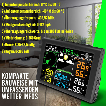 Sainlogic 9-in-1 wireless weather station with outdoor sensor: hygrometer, moon phase