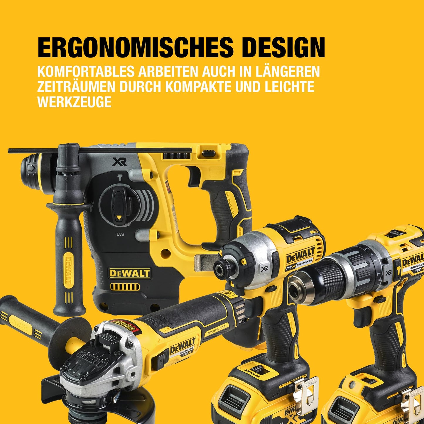 DEWALT 18V cordless combo pack (DCK422P3T) with 4 powerful tools for construction sites and workshops