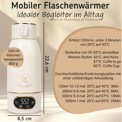 My Relief Akku Thermoskanne, Flaschenwärmer (18000mAh) 35-85°C Einstellbar