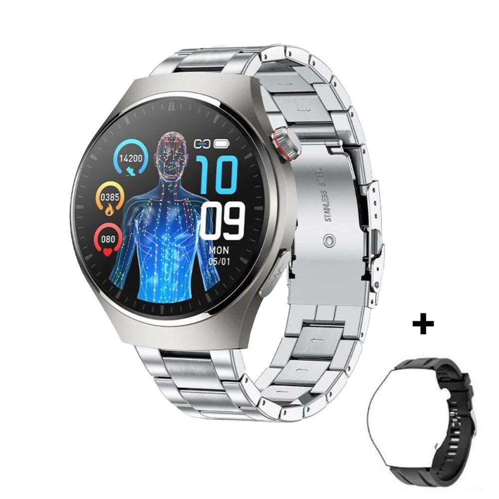 Smartwatch mit EKG-PPG Laser-Behandlung | Körpertemperatur, Blutzucker & Bluetooth-Anruf1