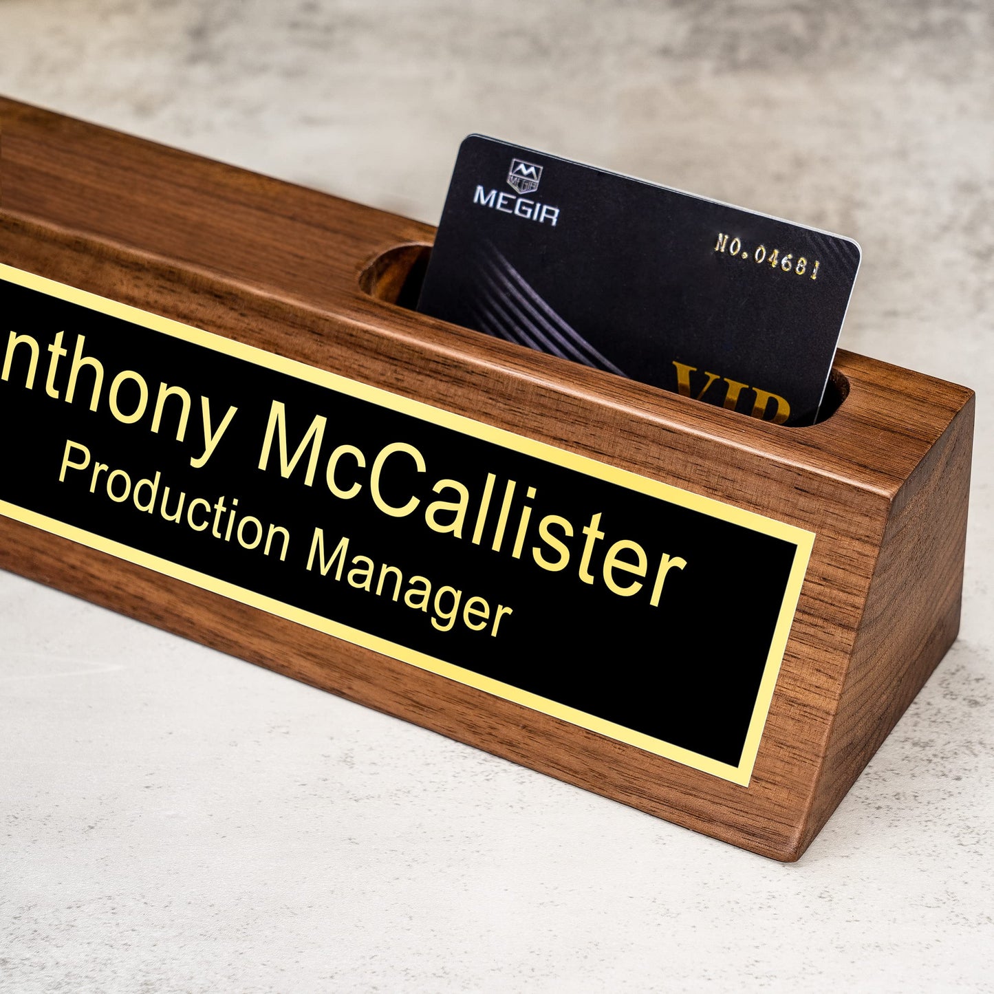Desk Business Name Plate with Card Holder: Personalized Gift