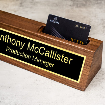 Desk Business Name Plate with Card Holder: Personalized Gift