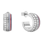 Tommy Hilfiger Jewelry women's stainless steel hoop earrings with crystals