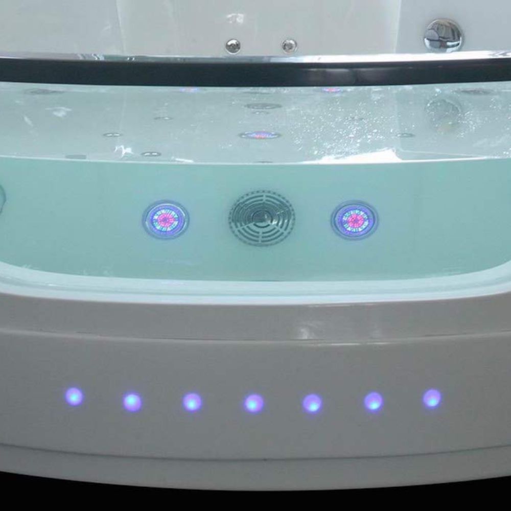PureHaven whirlpool with waterfall, heater, light therapy, sound system, Bluetooth