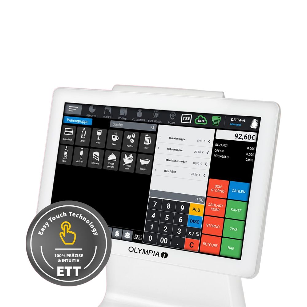 Olympia TS10 Touchscreen Kassensystem für Gastronomie & Einzelhandel: Scanner, Kundenanzeige