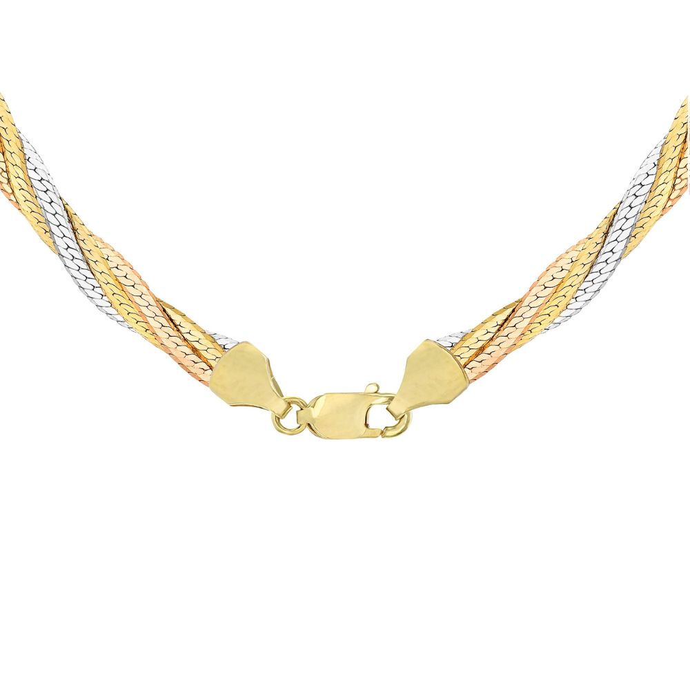 Carissima 375 gold tricolor ladies' herringbone chain including gift box