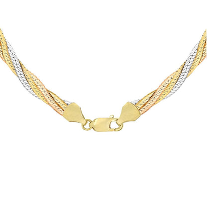 Carissima 375 gold tricolor ladies' herringbone chain including gift box